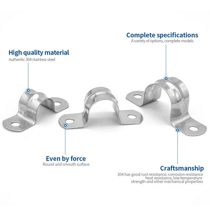 NINDEJIN U Shape Pipe Clamps | 304 Stainless Steel Two Hole Strap Conduit Tube Clip