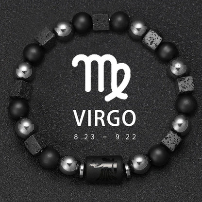 12 Zodiac Bracelets Natural Stone Cancer Virgo Leo Libra Bracelet Couples Friendship Gifts Bracelets Jewelry pulsera hombre
