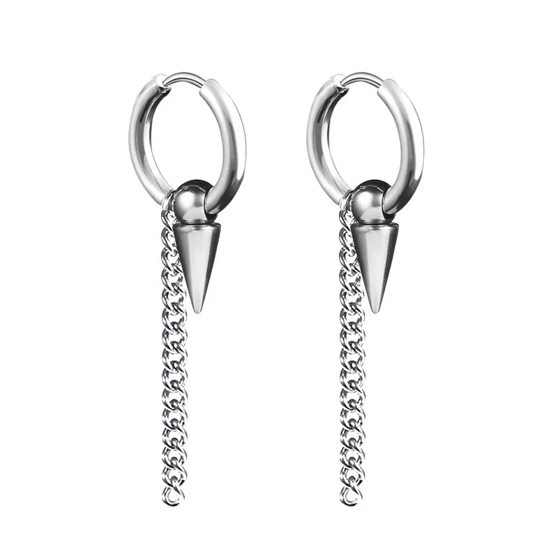 Black Arrow Punk Stainless Steel Stud Earrings | Unisex Gothic Ear Clip Set