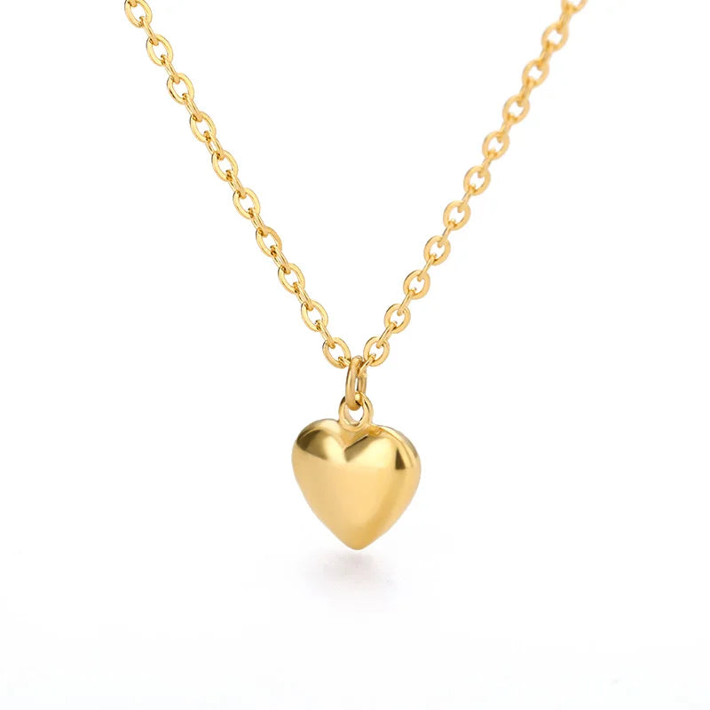 Geometric Heart Necklaces For Women Stainless Steel Gold Color Snake Chain Heart Necklace Aesthetic New Wedding Jewelry Gift