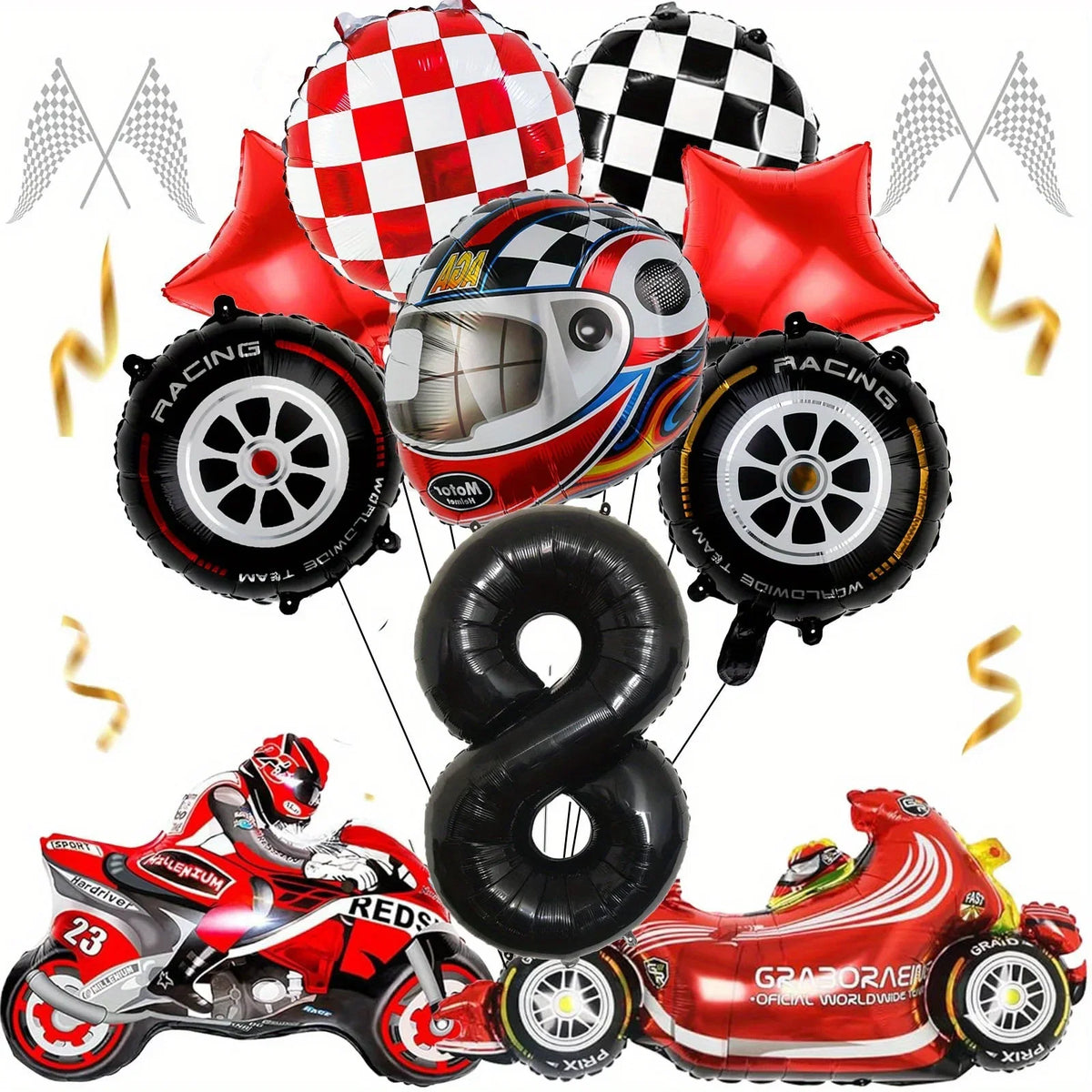 12pcs Racing Car Balloon Birthday Set | Party Decor for Boys