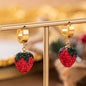 1pair Adjustable Zircon Ear Buckles Stainless Steel Strawberry Style Fashionable Wedding Ceremony Birthday Daily Jewelry