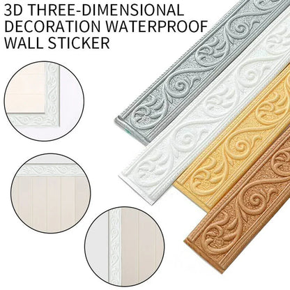3D Tiles DIY Sticker Waterproof Skirting Sticker | Self-Adhesive Border Trim for Walls, Doors, and Home Decor