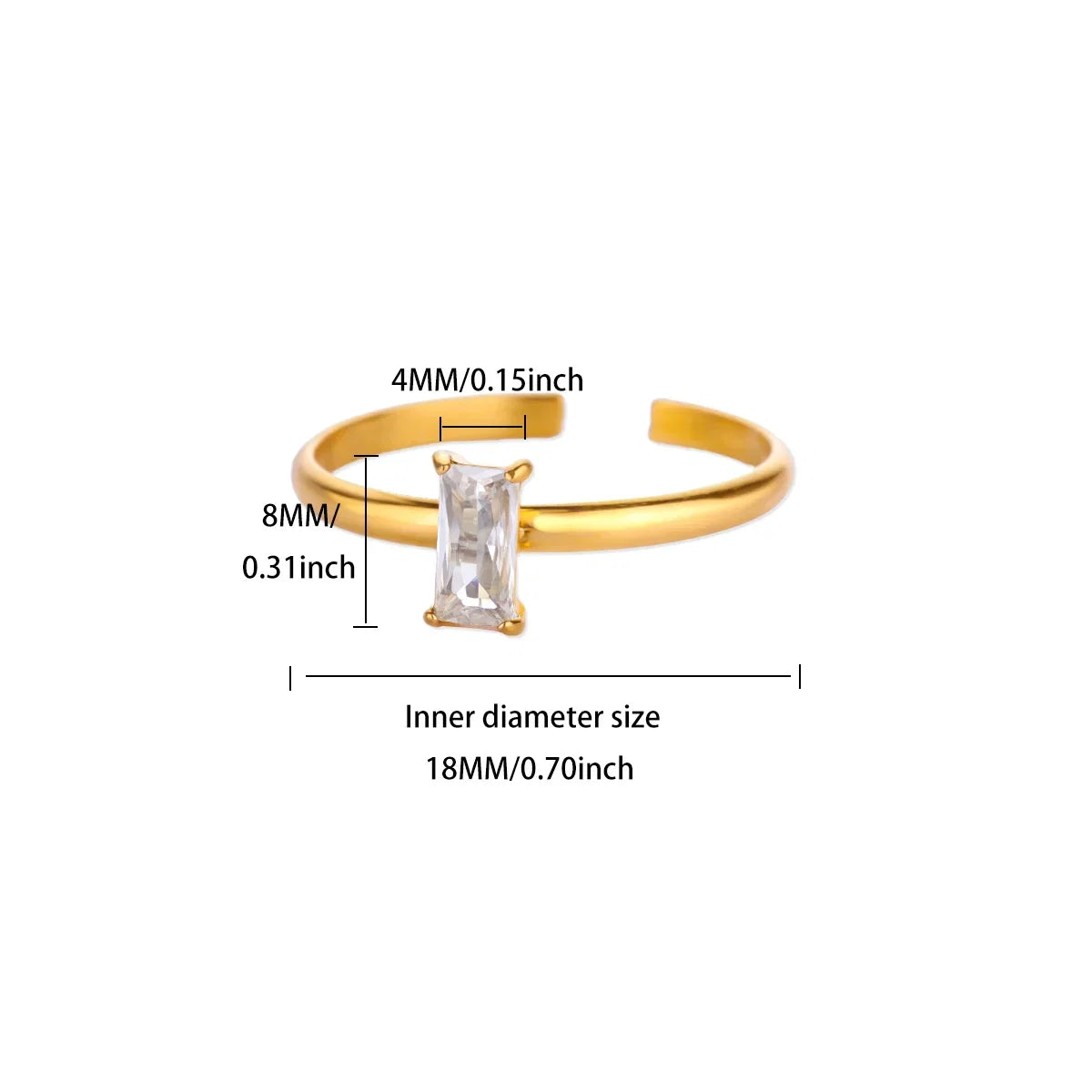 Stainless Steel Birthstone Rings For Women Gold Color Zircon Birthstone Opening Ring Minimalist Christmas Birthday Jewelry Gift