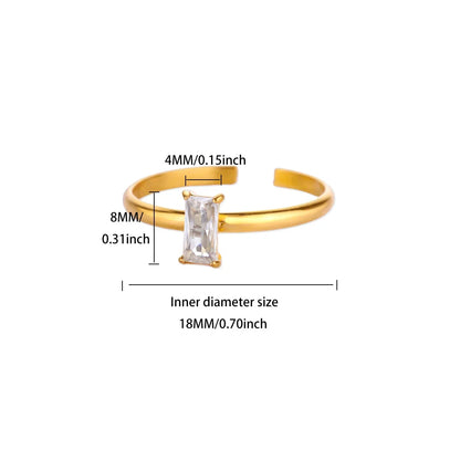 Stainless Steel Birthstone Rings For Women Gold Color Zircon Birthstone Opening Ring Minimalist Christmas Birthday Jewelry Gift