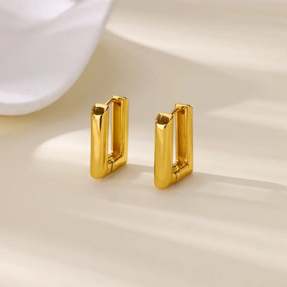 Elegant Square Earrings for Women Girls Stainless Steel Hoop Earrings Luxury Wedding Engagement Aesthetic Jewerly aretes