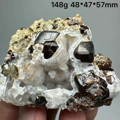 Natural Dark Brown Andradite Garnet Cluster Raw Crystal Mineral Specimen Calcite Matrix Healing Stone Home Decoration