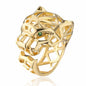NEWBUY High Quality Fashion Statement Big Animal Ring For Women Girl Party Jewelry Gold Color Zircon Leopard Open Ring Wholesale