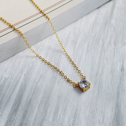 VENTFILLE 925 Sterling Silver French Simple Crystal Pendant Clavicle Chain Necklace Women Light Luxury Party 14k Gold Jewelry