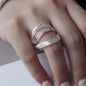 925 Sterling Silver Frosting Geometry Ring | Textured Wide Band for Women