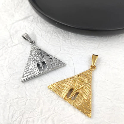 Trendy Jewelry PVD Gold Plated Egyptian Pyramid Charm Stainless Steel Egypt Pharaoh Pendant for Women Men Necklace