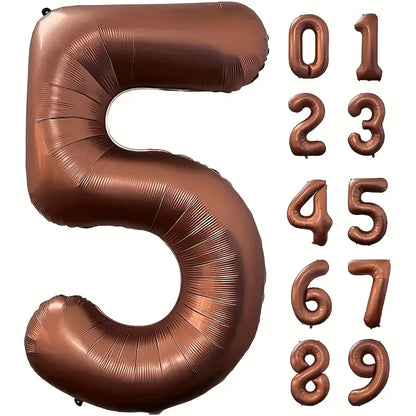 40 Inch Foil Number Balloon Set | Brown Birthday Party Decoration