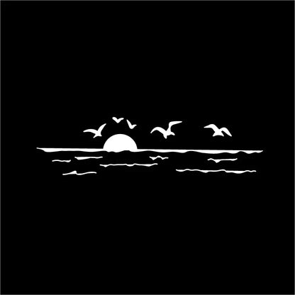 Sunset Over Ocean Scene RV Camper Decal | Beach Sunset Vinyl Sticker for Car Window Laptop Decor