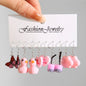 New Fashion Cute Cartoon Pink Earring Set Colorful Dopamine Acrylic Earrings for women Girls New Trendy Jewelry Accessories Gift