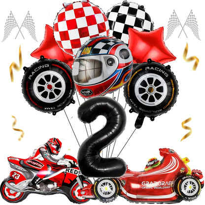 12pcs Racing Car Balloon Birthday Set | Party Decor for Boys