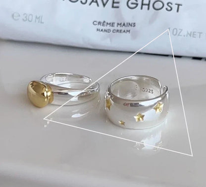PANJBJ 925 Sterling Silver Pearl Irregular Ring | Women Shell Overlapping Hollow Sweet Design Jewelry