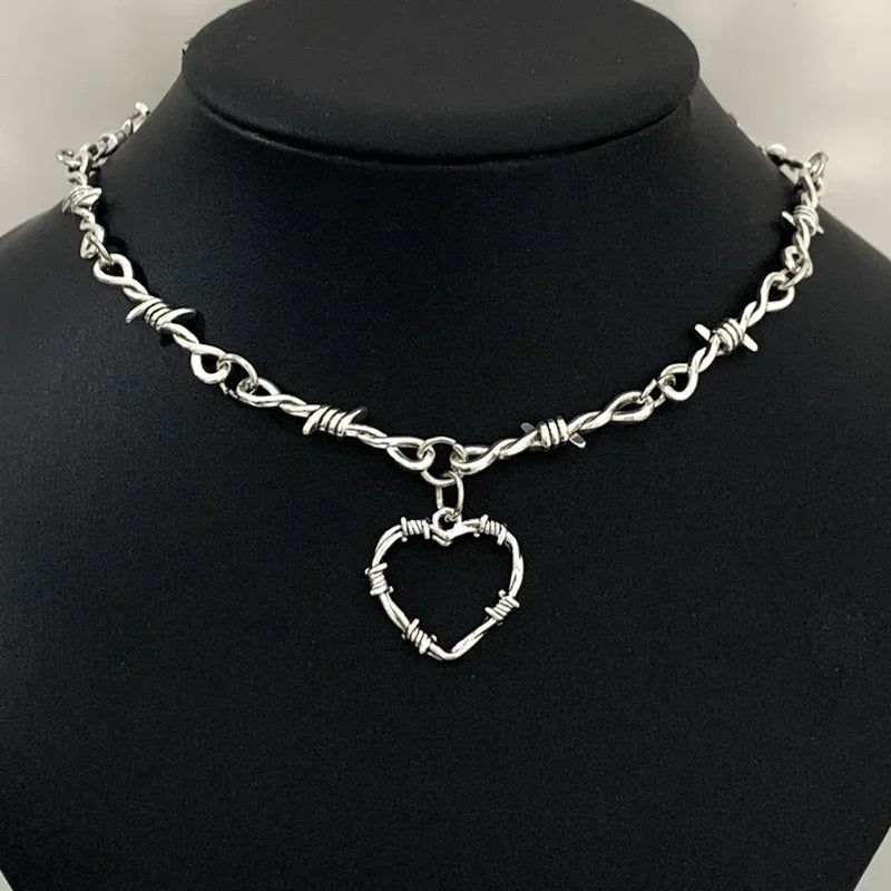 Barbed Wire Choker Necklace | Gothic Punk Thorns Chain for Women
