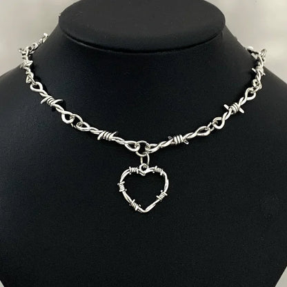 Barbed Wire Choker Necklace | Gothic Punk Thorns Chain for Women