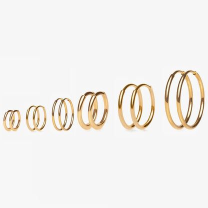 Gold Hoop Earrings for Women | Stainless Steel Round Huggies