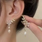 Fashion Unique Glossy Shell Flower Pendant Earrings for Women Temperament Pearl Earrings Sweet Design Wedding Gifts