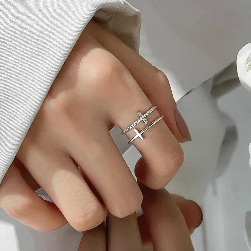 Yupsk Korean Fashion Micropaved Crystal Zirconia Bow Ring for Women Girls Exquisite Ins Trendy Minimalist Finger Rings Jewelry