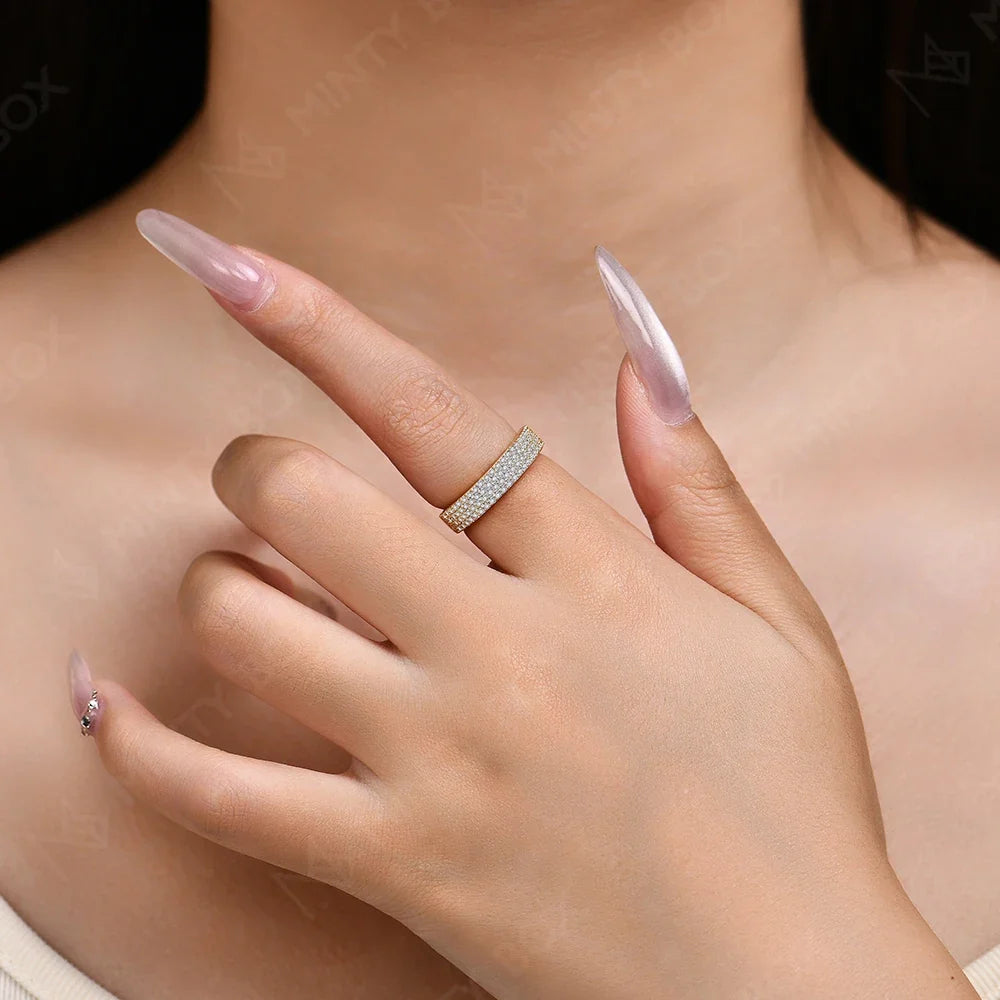 MINTYBOX Moissanite Wedding Band S925 Sterling Silver Ring for Women Lab Diamond Stackable Rings Engagement Fine Jewelry Gift