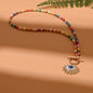 4mm Colorful Stone Choker Necklace for Women | Round Evil Charm Pendant