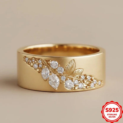 Geometric Green Stone Gold Leaf Ring | Fine Cocktail Jewelry for Women