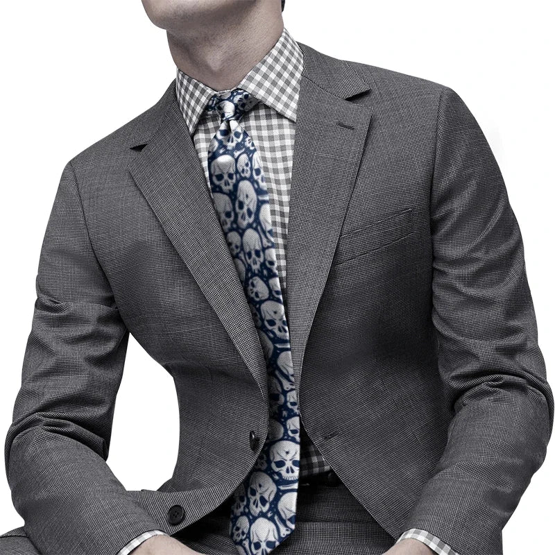 Fashion skull 3D printed tie art design personality tie adult 8cm wide polyester slim shirt suit party accessories