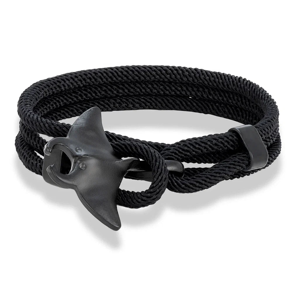 MKENDN Ocean Style Manta Ray Multilayer Rope Bracelet Charms Men Women Beach Wristband Adjustable Jewelry Homme