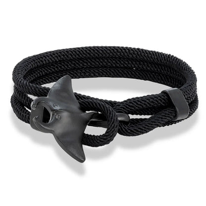 MKENDN Ocean Style Manta Ray Multilayer Rope Bracelet Charms Men Women Beach Wristband Adjustable Jewelry Homme
