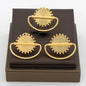 New Design Earrings Jewelry Set for Women Fashion 18k Gold Plated Copper Resizable Ring and Earrings for Dubai Retro Jewelry
