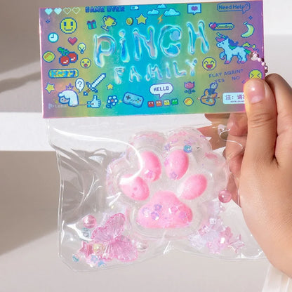 Taba Squishy Bow Cat Paw Fidget Toys | Cute Pink Cat Foot Slow Rebound Toy