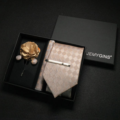 Wine red Men Tie Paisley Silk Tie Pocket Square Cufflink Luxury Gift Box Set Wedding Gravat Accessories Neck Tie For Men