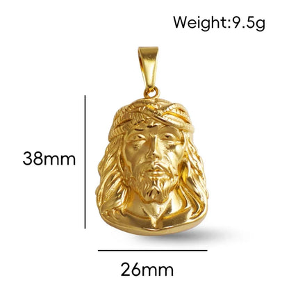 18K Gold Plated Stainless Steel Jesus Pendant - Classic Hip Hop Style, Ideal Men's Gift for Daily Wear