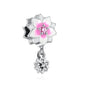 Hot selling 925 silver pink series flower dog paw heart-shaped pendant, Fit original bracelet DIY accessories, exquisite jewelry