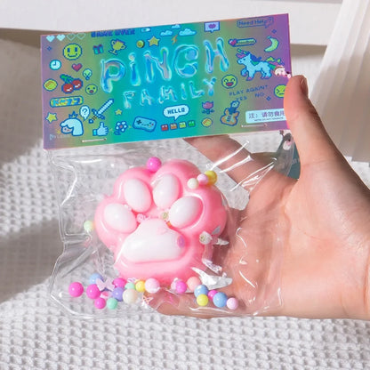 Taba Squishy Bow Cat Paw Fidget Toys | Cute Pink Cat Foot Slow Rebound Toy