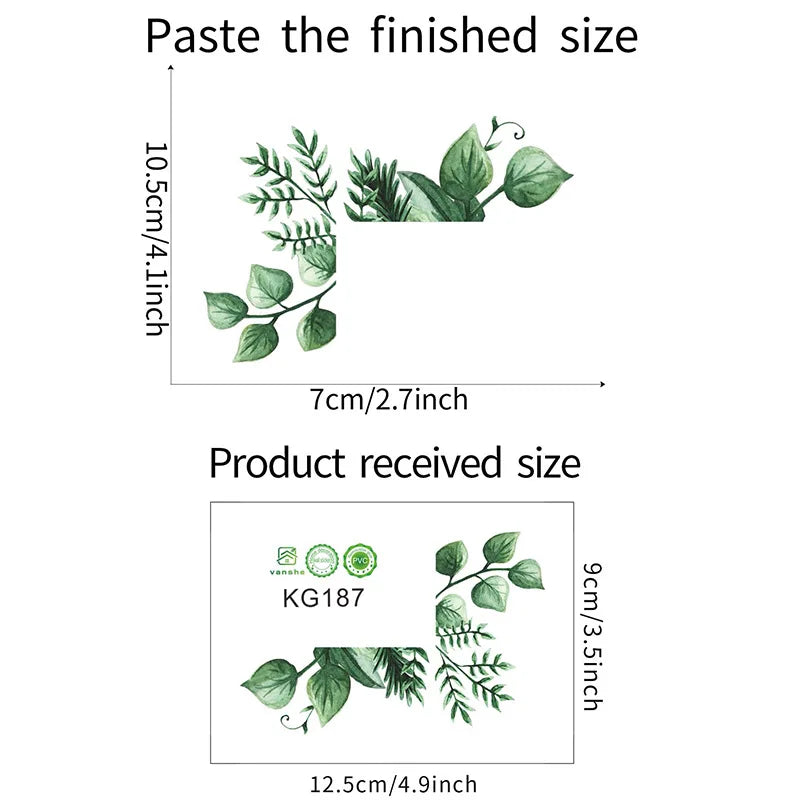 Green Leaves Plant Wall Stickers | Self-Adhesive Tropical Switch Decals for Home Decor