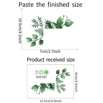 Green Leaves Plant Wall Stickers | Self-Adhesive Tropical Switch Decals for Home Decor