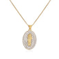 NEWBUY 2025 New Trendy Silver/Gold Mix Color Shiny AAA CZ Inlay Virgin Mary & Priest Pendant Necklaces