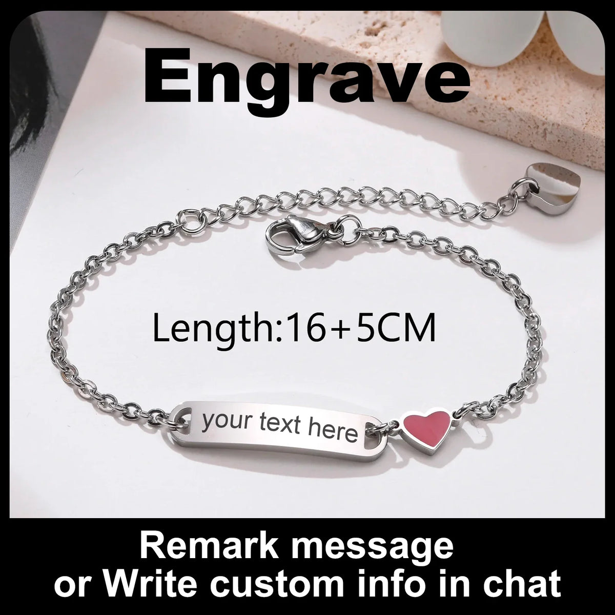 Customized Heart Bracelet for Little Girl Boy, Engravable ID Name Bracelet, Personalized Stainless Steel Chain Birthday Gift