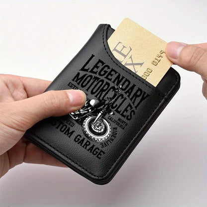 Men's Retro Faux Leather Wallet | Vintage Motorcycle Slim Card Holder
