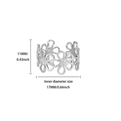 Stainless Steel Exaggerated Big Flower Rings For Women Gold Color Sunflower Finger Ring Female Fashion Aesthetic Jewelry Gift