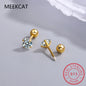 18K Gold Over Silver Moissanite Stud Earrings | Screw Back Safety Earrings for Women Men