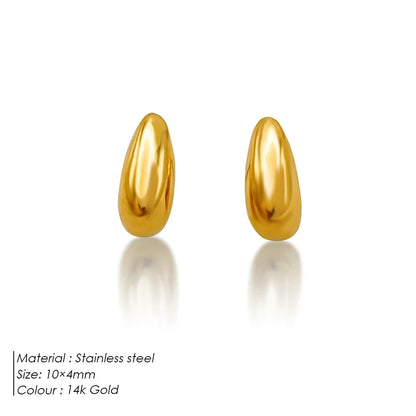 SUNIBI Stainless Steel Stud Earring for Women Gold Color Silver Color Simple Earrings Wives Smooth Thick Hoop Fashion Jewelry