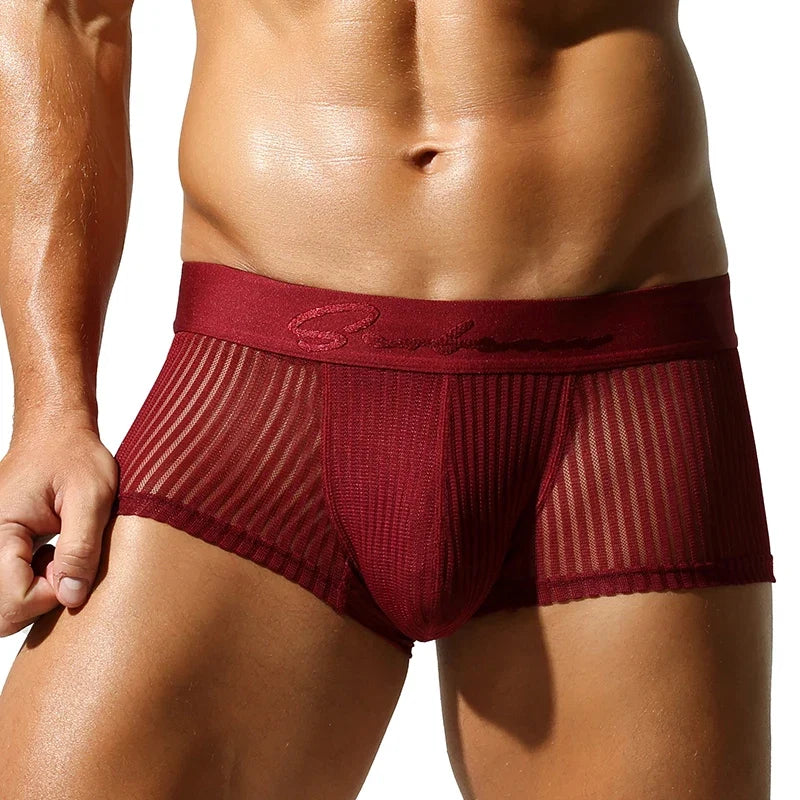 SEOBEAN New Men's translucent Boxer Brief Underwear Comfortable polyester Boxer Shorts for Men