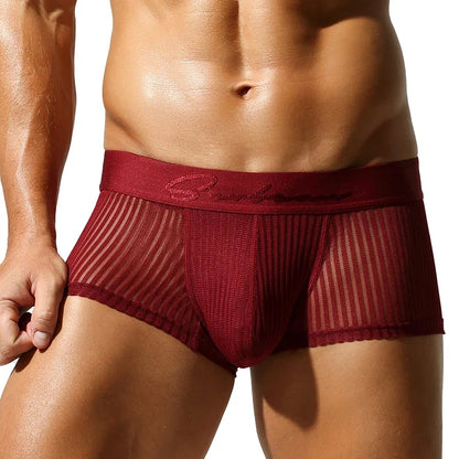 SEOBEAN New Men's translucent Boxer Brief Underwear Comfortable polyester Boxer Shorts for Men