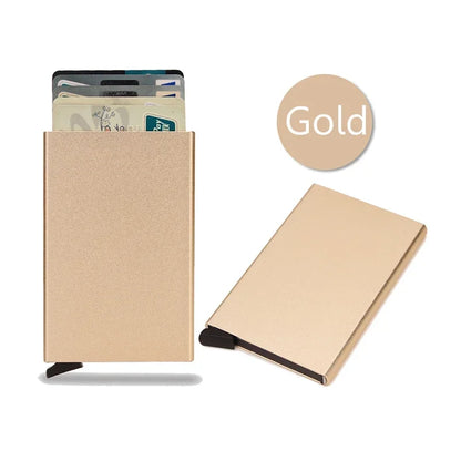 RFID Blocking Metal Wallet | Slim Pop Up Card Holder for Men and Women
