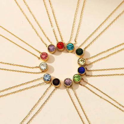 SUNIBI Stainless Steel Birthstone Necklace for Woman Gold Color Bride Designer Pendant Necklaces Birthday Gift Jewelry Wholesale