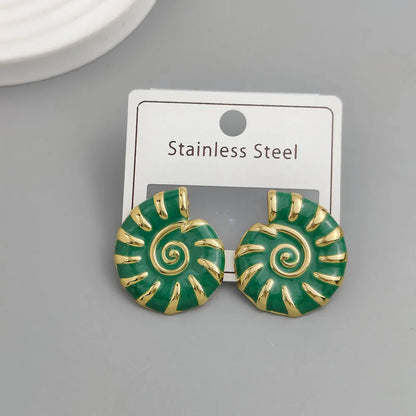 Creative Conch Colored Enamel Stainless Steel Earrings, Waterproof and No Rust-Rusting Women's Earrings, Party Jewelry